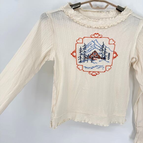 We the Free People Through the Woods Embroidered Long Sleeve Top Shirt  Small - Picture 5 of 8